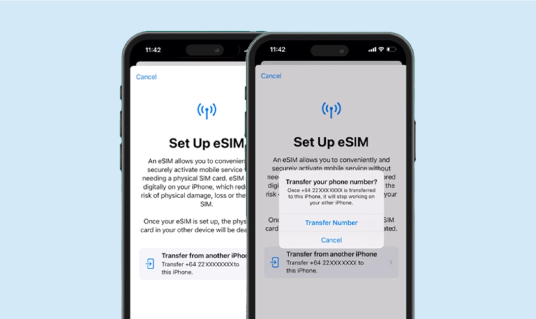 eSIM - Apple Transfer - Image Screenshot fo apple iPhone setting up an eSIM through Quick Transfer