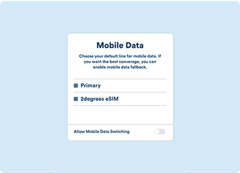 Illustration showing the pop up allowing the user to choose which connection uses mobile data