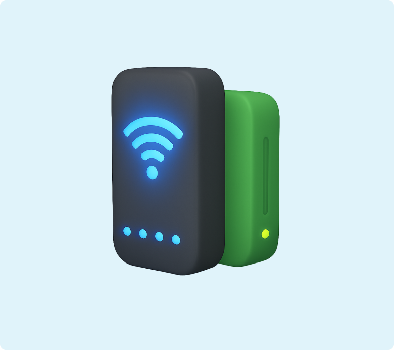 3D emoji of a wireless broadband modem as a backup option