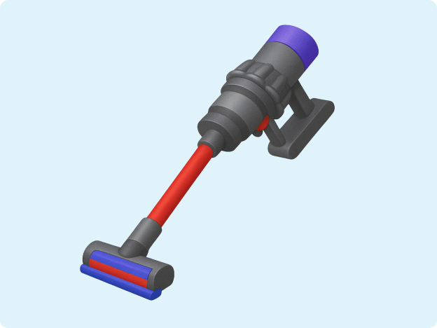 A 3D emoji of a stick vacuum cleaner