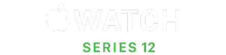 Apple Watch logo in white and series 12 written underneath in green